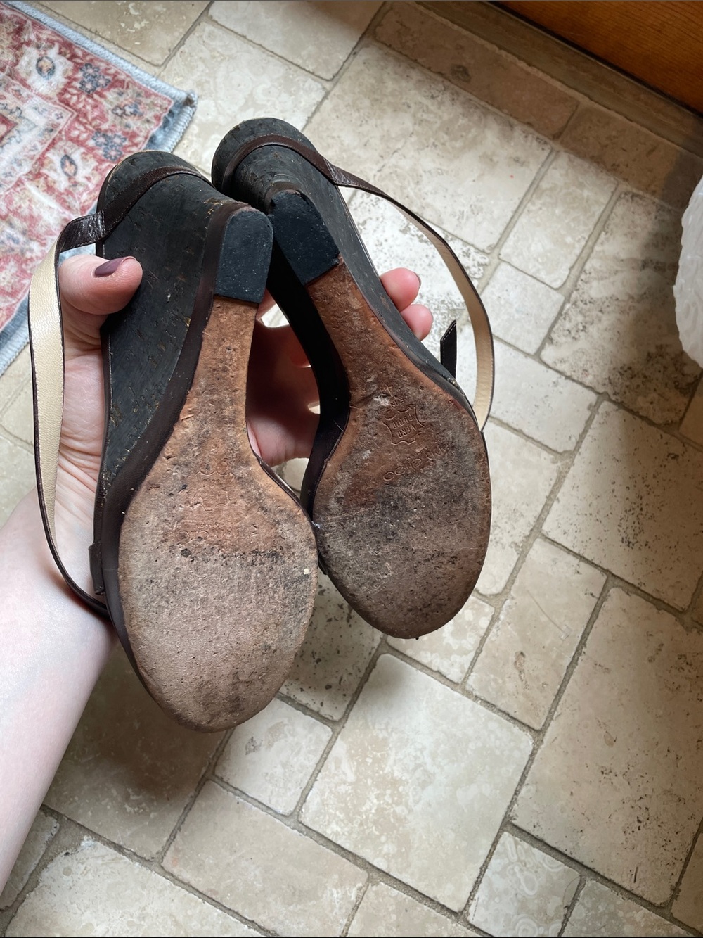 Jimmy Choo Women's Brown Leather Wedge Sandals with Ankle Strap Authentic 41 - Picture 11 of 11